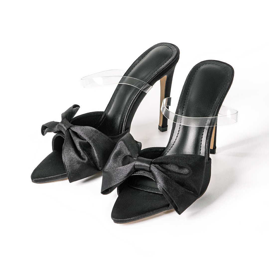 Lodičky slingback na vysokém podpatku s mašlí