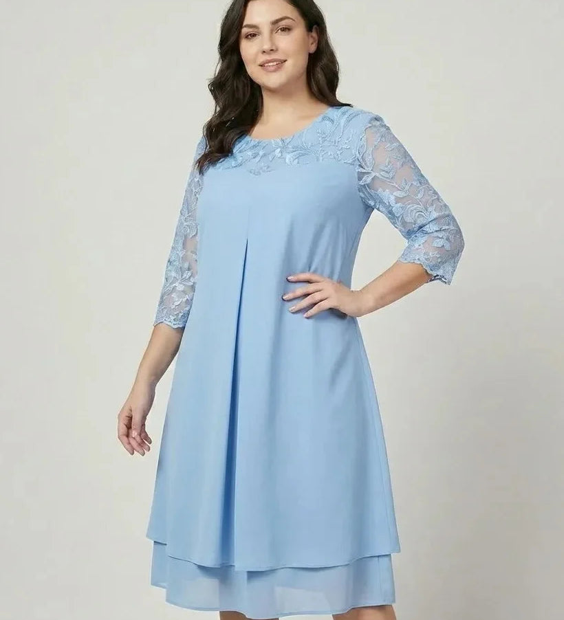 Ľubomila | Elegantní midi šaty se zdobenými rukávy