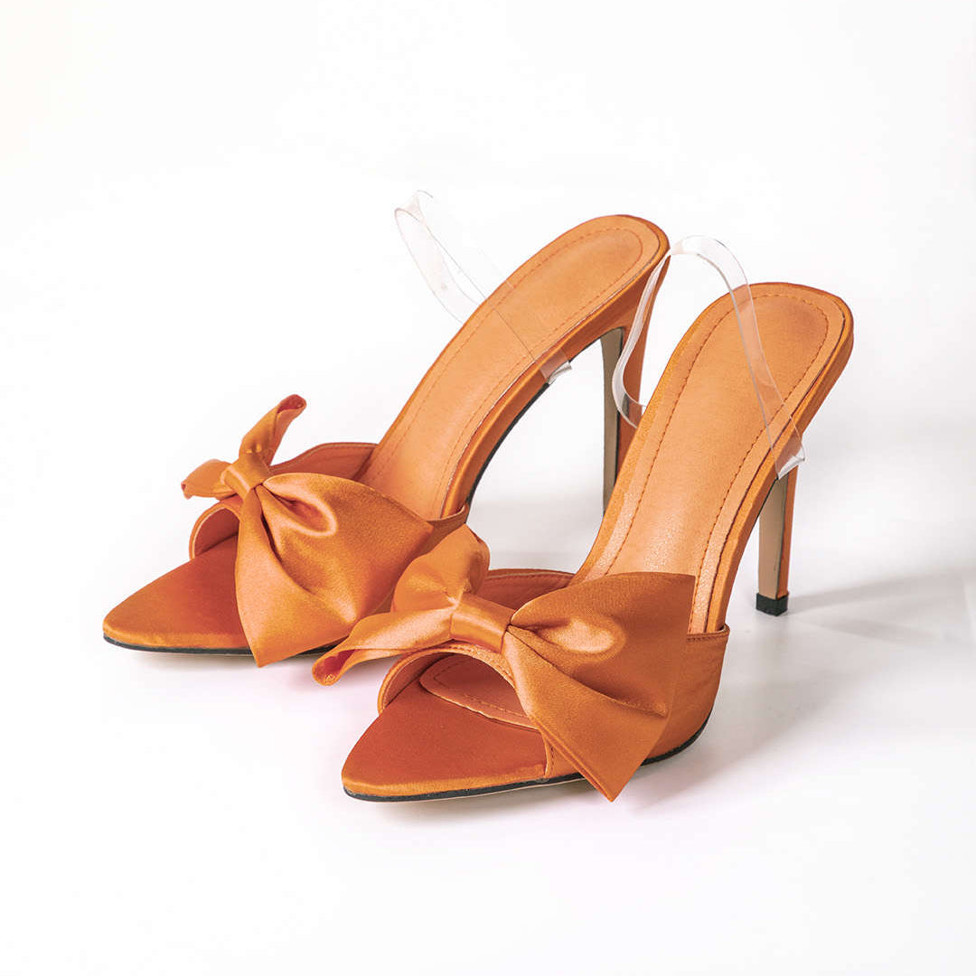 Lodičky slingback na vysokém podpatku s mašlí