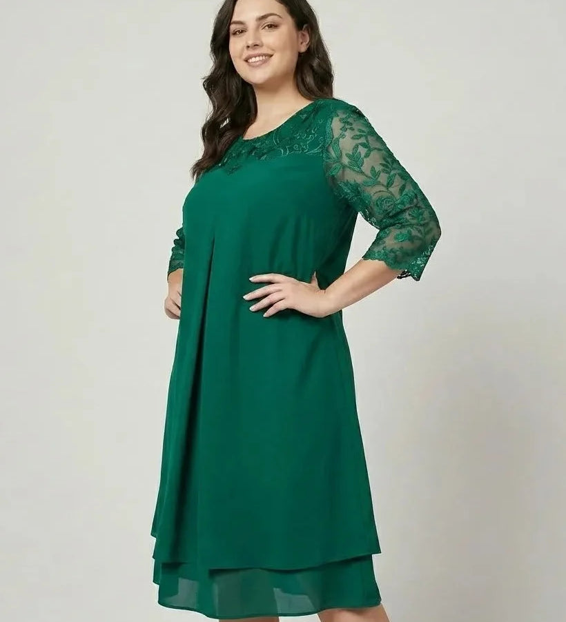 Ľubomila | Elegantní midi šaty se zdobenými rukávy