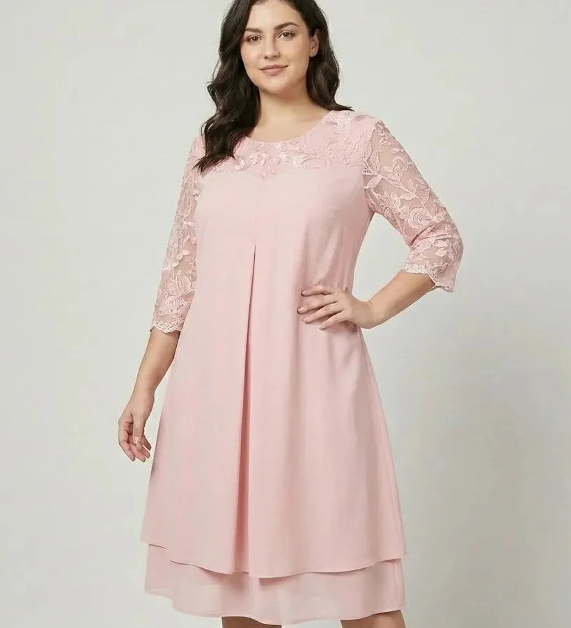 Ľubomila | Elegantní midi šaty se zdobenými rukávy