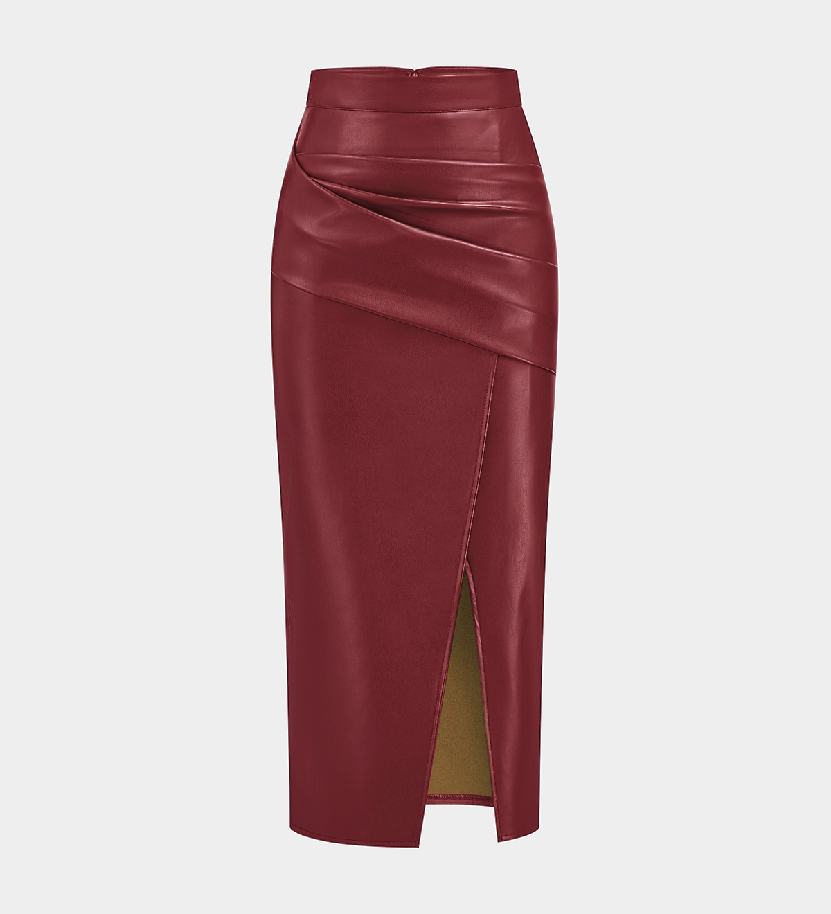 Midi sukně s imitací hladkého materiálu