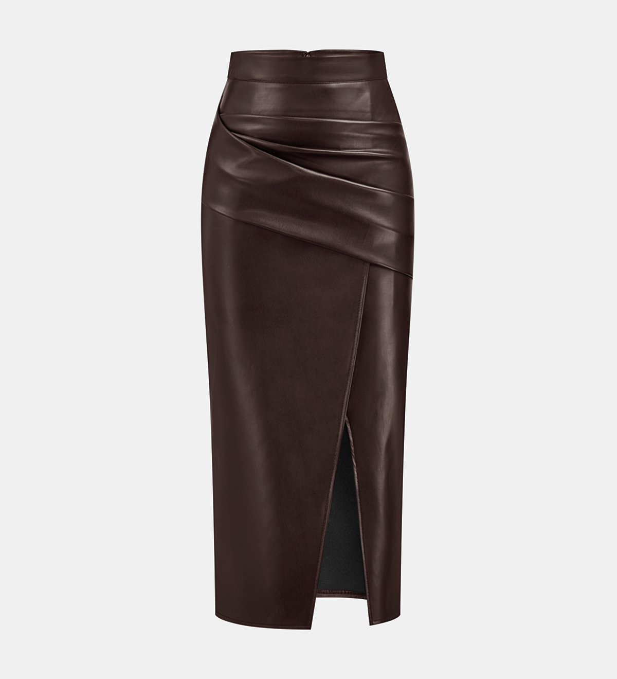 Midi sukně s imitací hladkého materiálu