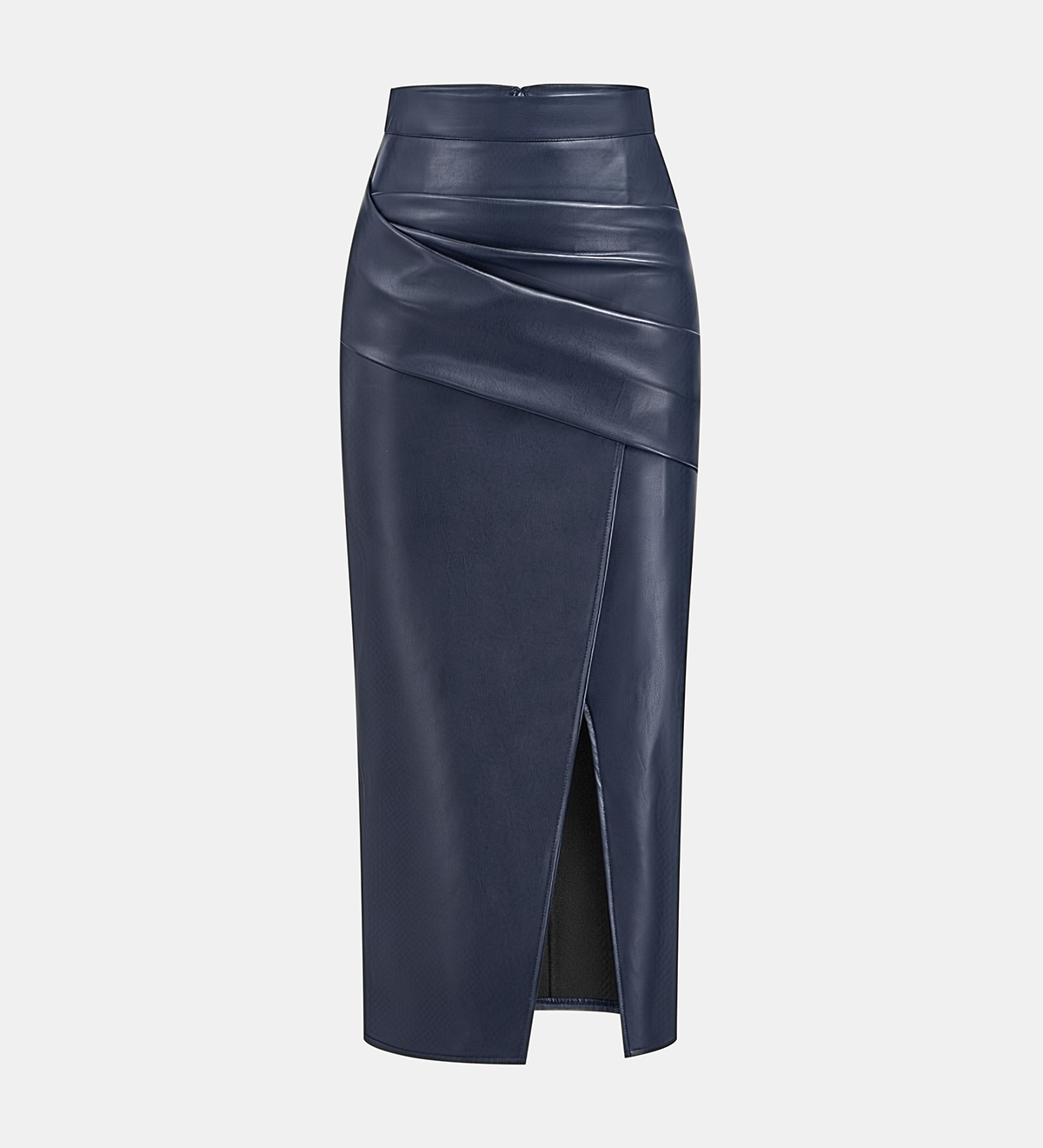 Midi sukně s imitací hladkého materiálu