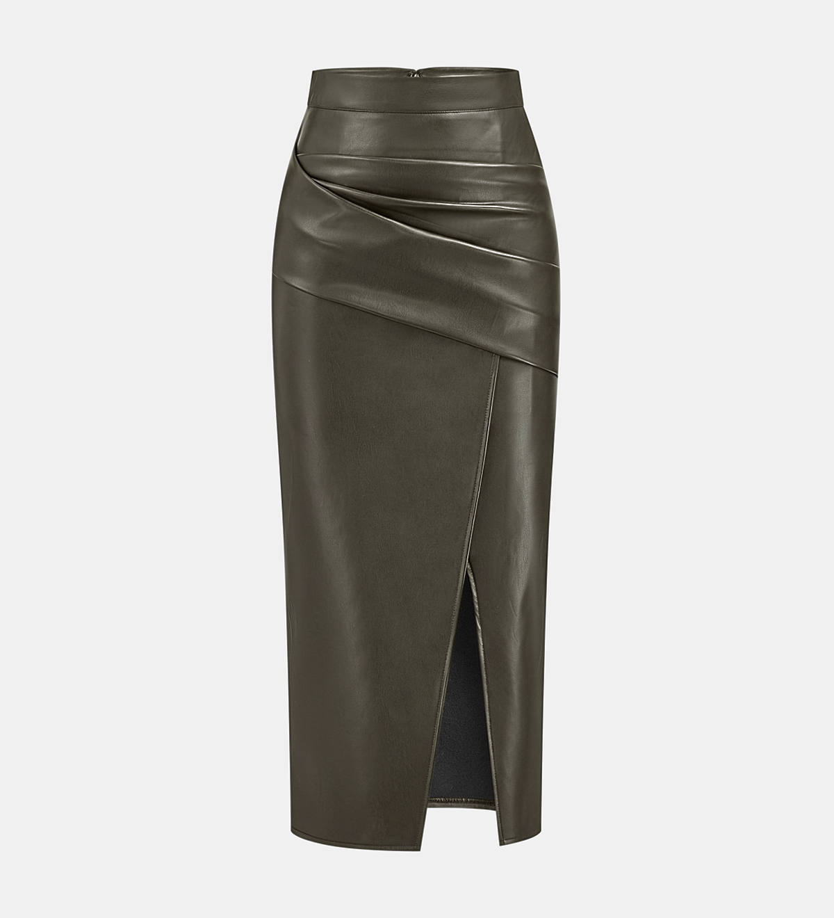 Midi sukně s imitací hladkého materiálu