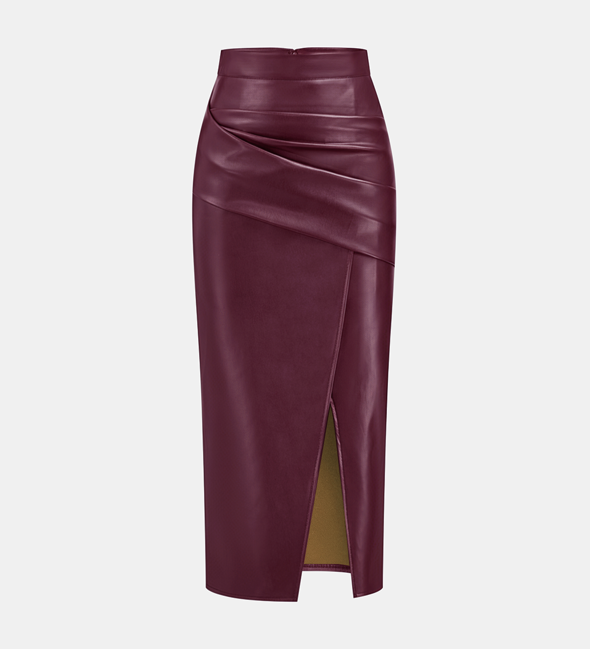 Midi sukně s imitací hladkého materiálu