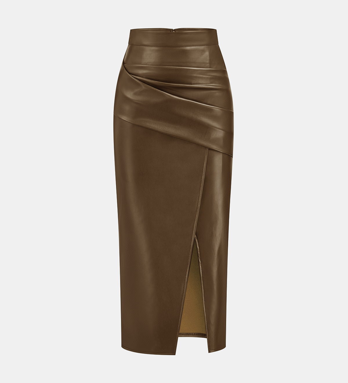 Midi sukně s imitací hladkého materiálu