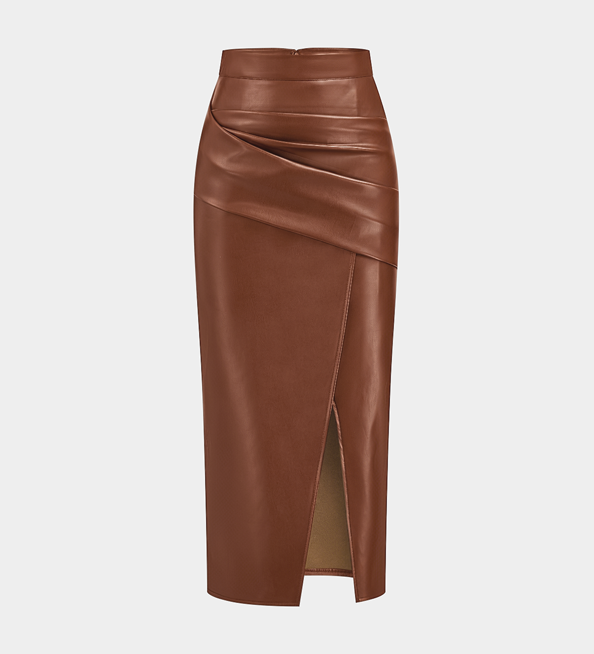 Midi sukně s imitací hladkého materiálu