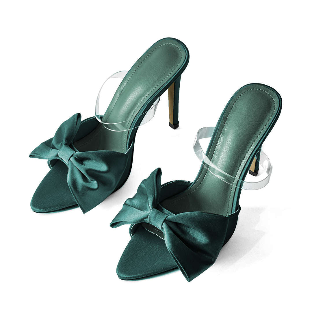 Lodičky slingback na vysokém podpatku s mašlí